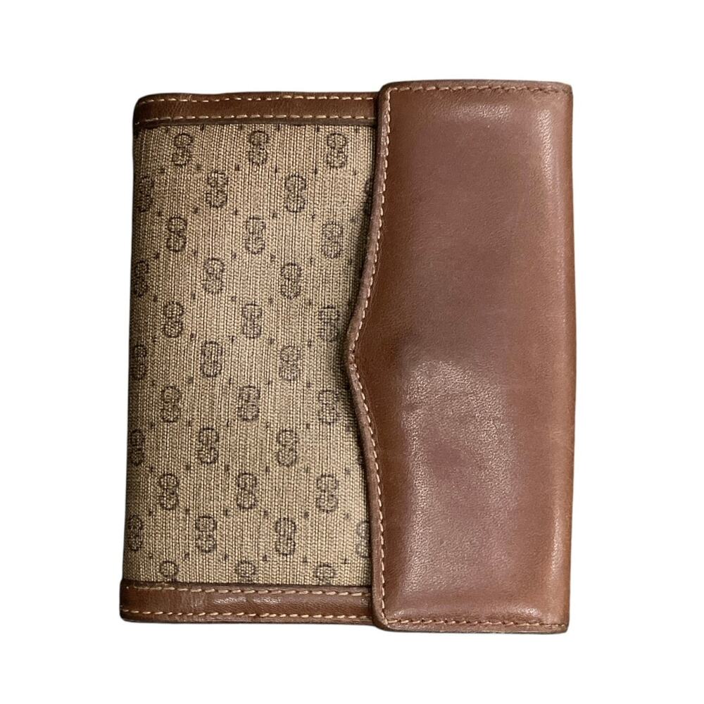 VTG 70’s Gucci Monogram GG Canvas and Smooth Leather Wallet - Picture 2 of 5
